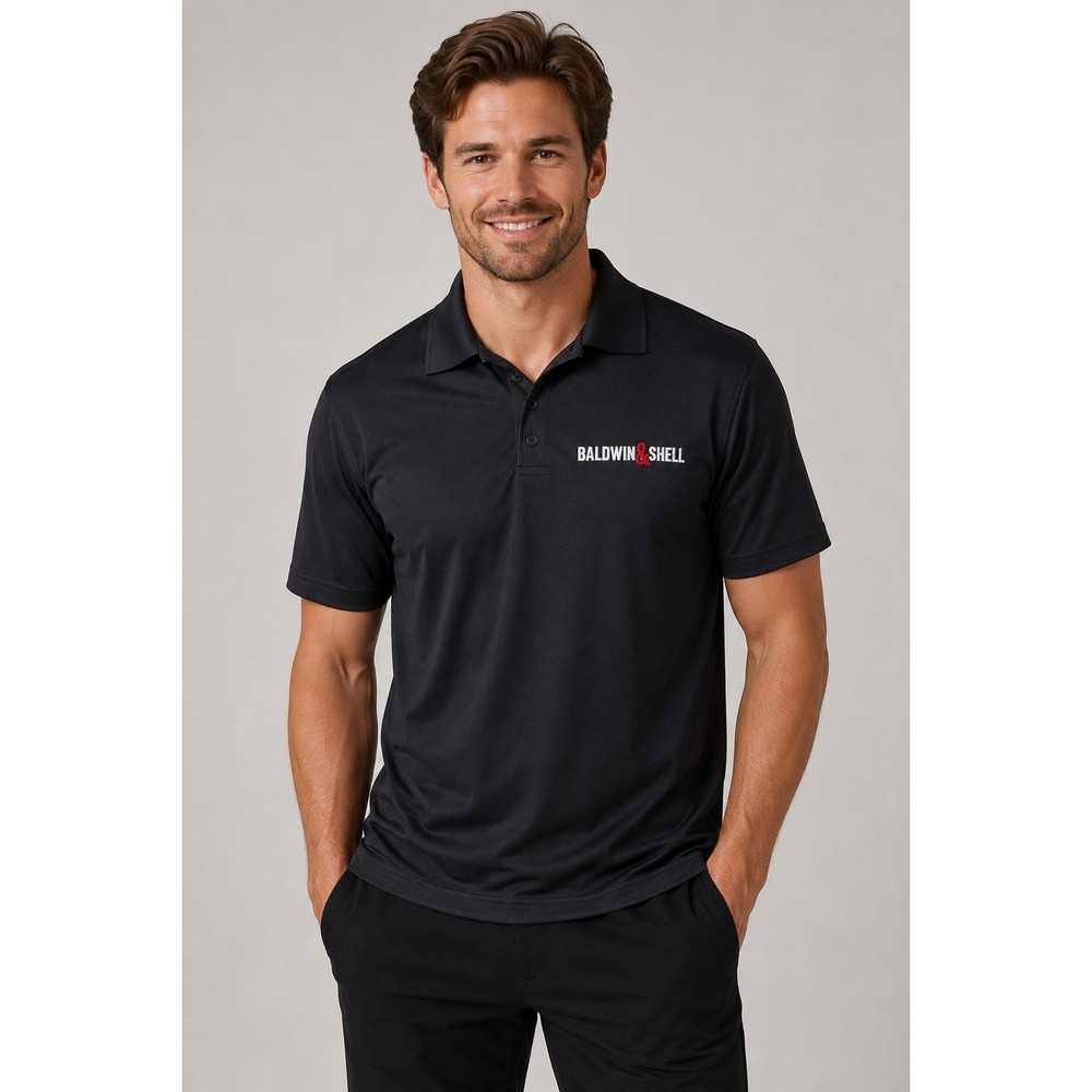 Tri-Mountain Performance Polo Mens XL Black Baldwin & Shell Embroidered Shirt